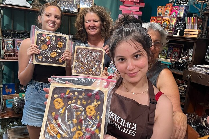 You take 14 oz. of Dark or Milk Chocolate and add your choose of inclusions. 